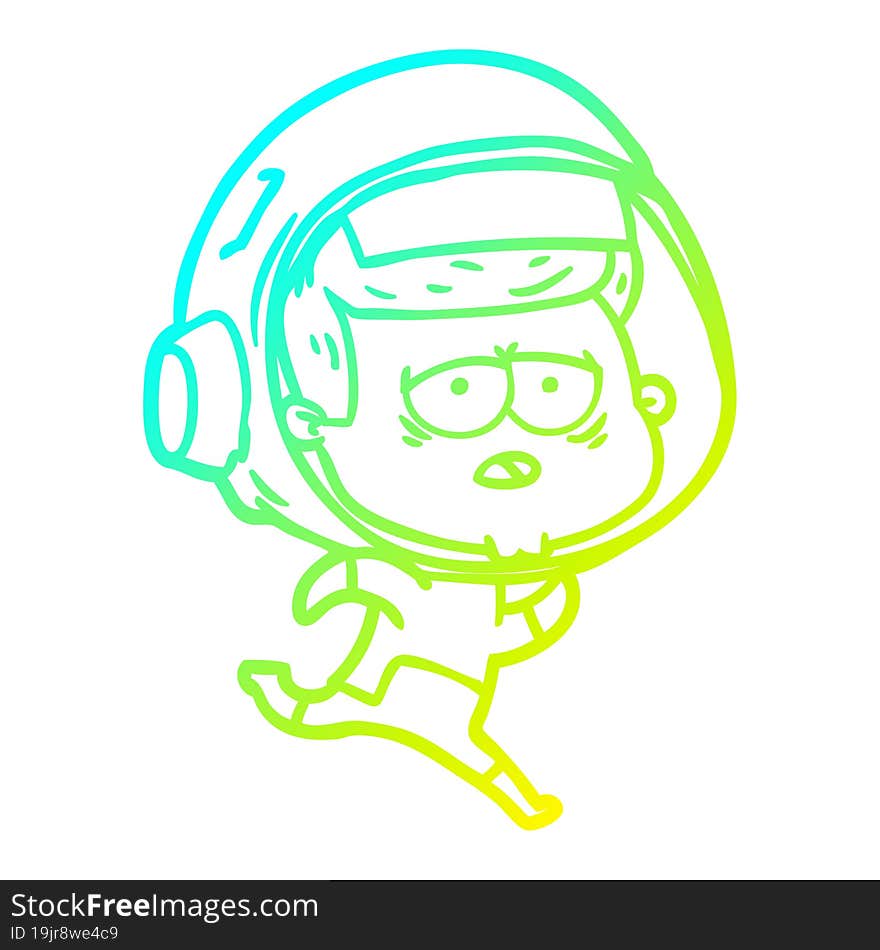 cold gradient line drawing cartoon tired astronaut