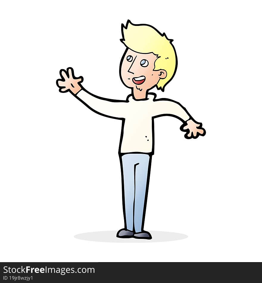 cartoon man waving