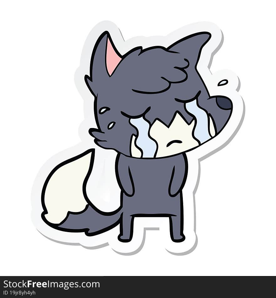 sticker of a crying fox cartoon