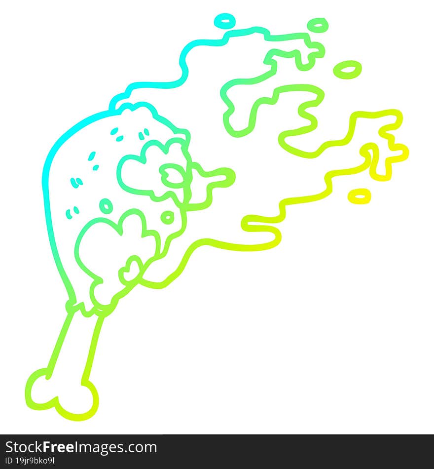 cold gradient line drawing cartoon cooked chicken leg