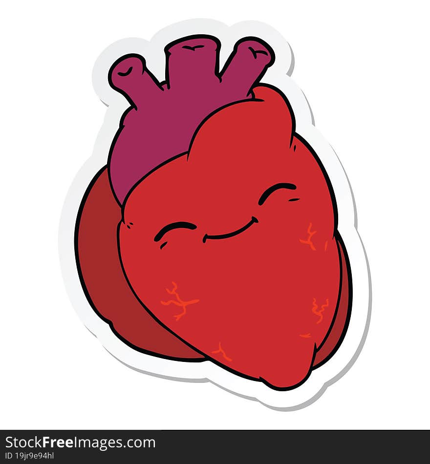 sticker of a cartoon happy heart