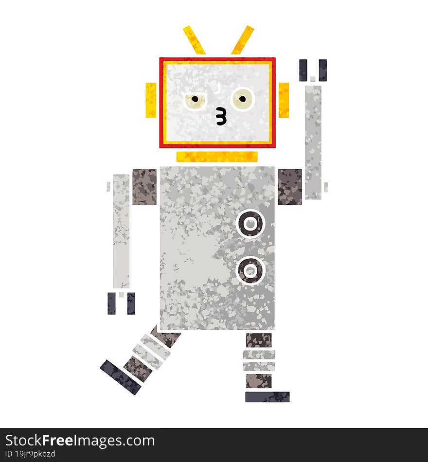 retro illustration style cartoon of a robot