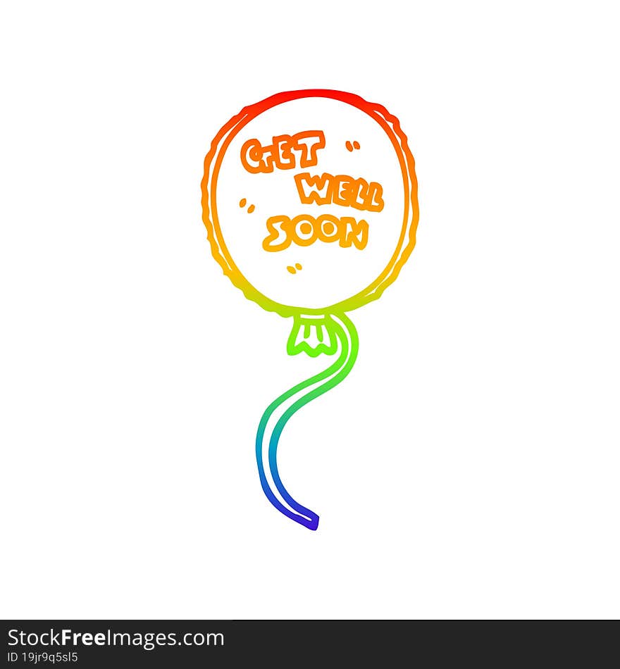 rainbow gradient line drawing cartoon get well soon balloon