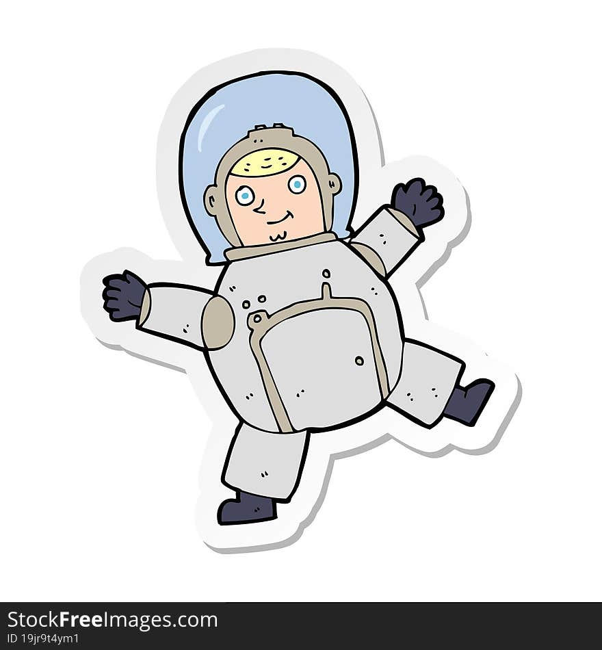 Sticker Of A Cartoon Astronaut