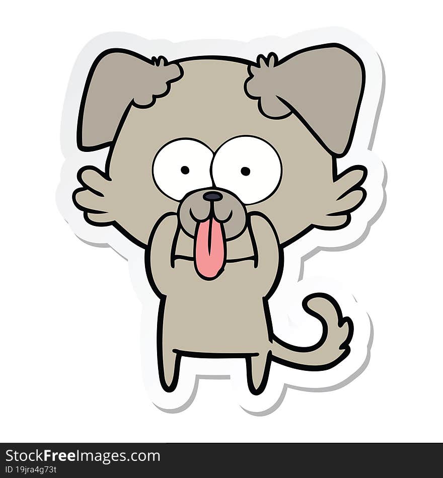 sticker of a cartoon dog with tongue sticking out