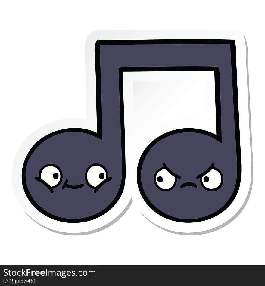 Sticker Of A Cute Cartoon Musical Note