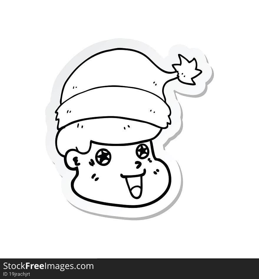 sticker of a cartoon man wearing christmas hat