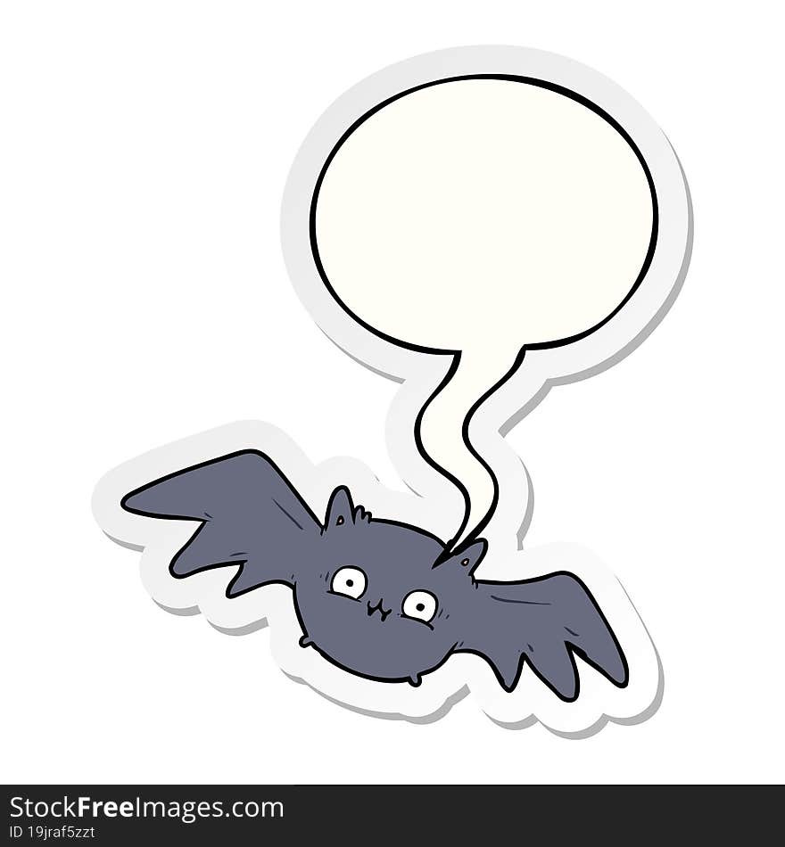 cartoon vampire halloween bat and speech bubble sticker