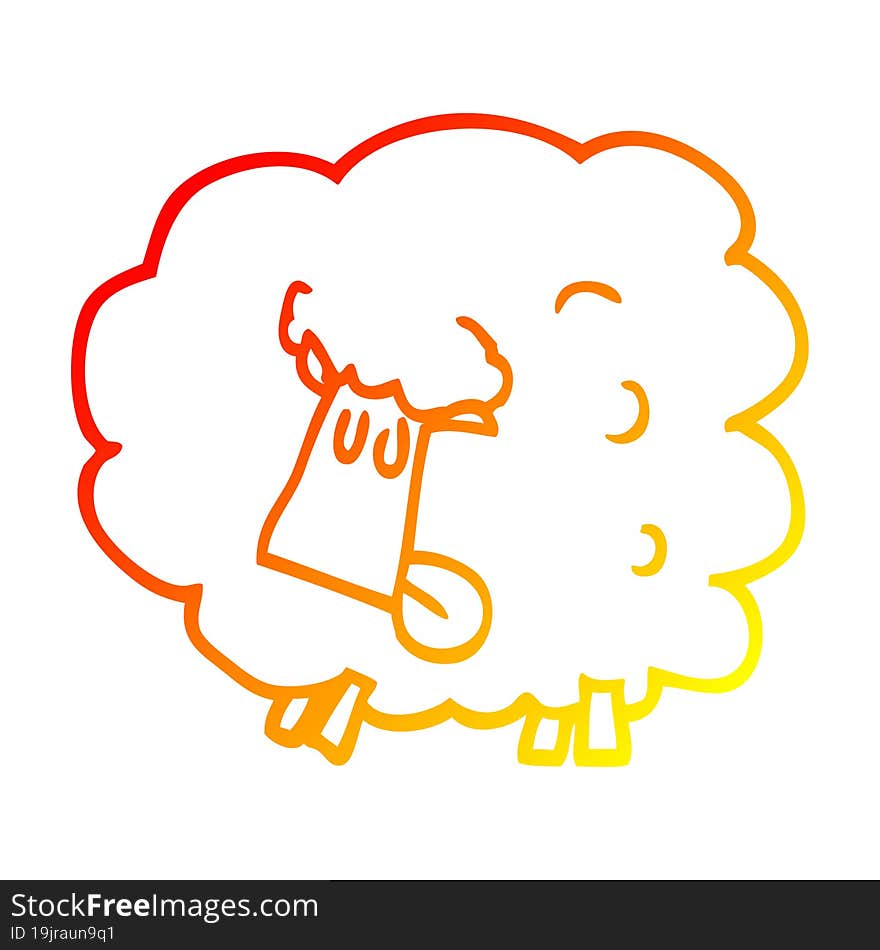 Warm Gradient Line Drawing Cartoon Black Sheep