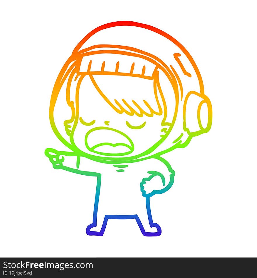 rainbow gradient line drawing cartoon talking astronaut