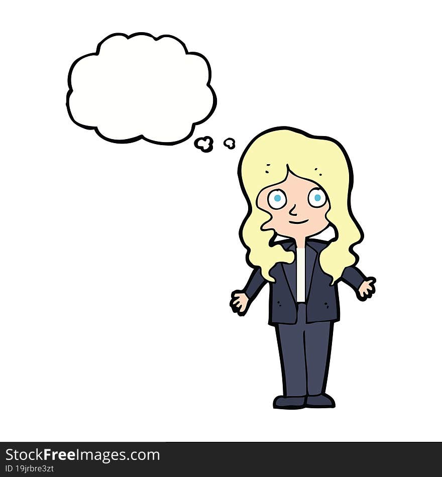 Cartoon Friendly Business Woman With Thought Bubble