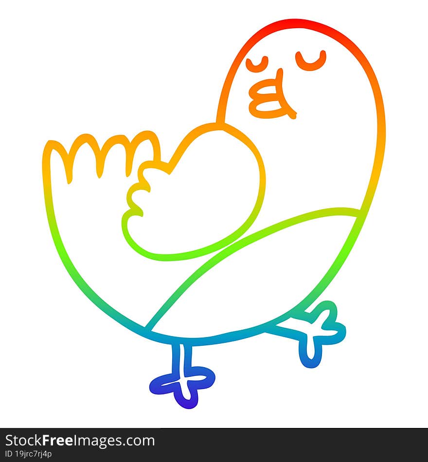 rainbow gradient line drawing cartoon christmas robin