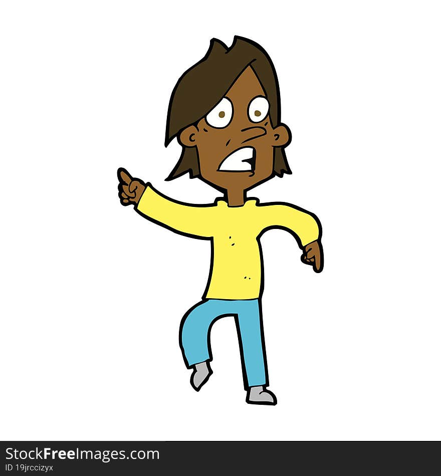 Cartoon Worried Man Pointing