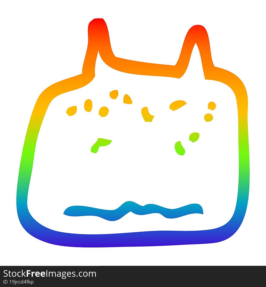 Rainbow Gradient Line Drawing Cartoon Tooth