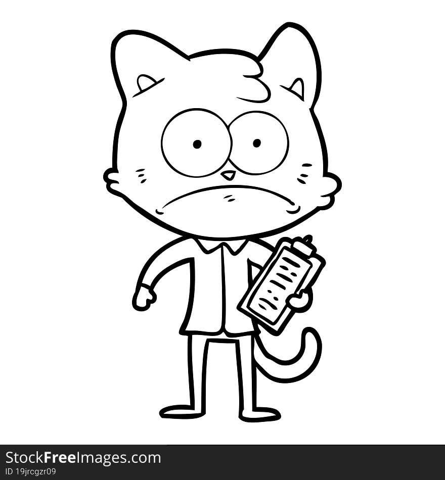 cartoon cat with clipboard. cartoon cat with clipboard