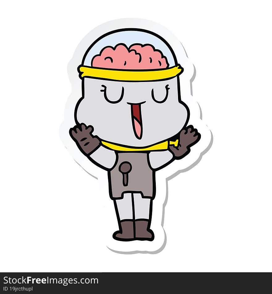 sticker of a happy cartoon robot