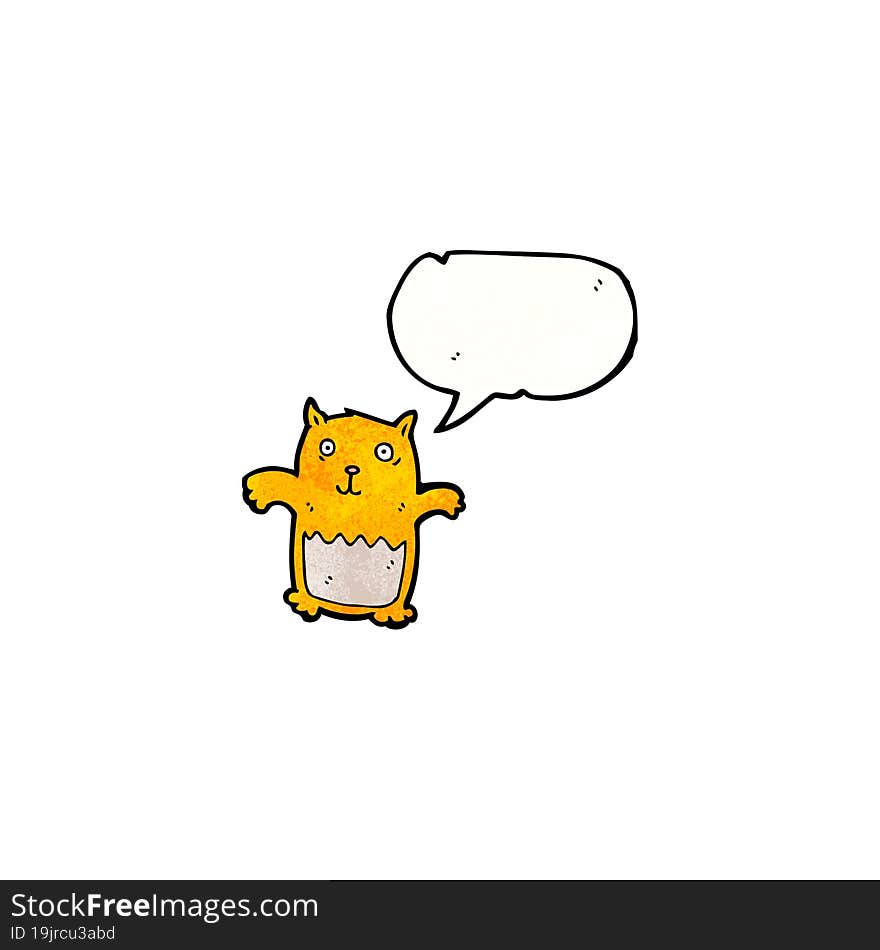 Happy Cartoon Cat With Speech Bubble