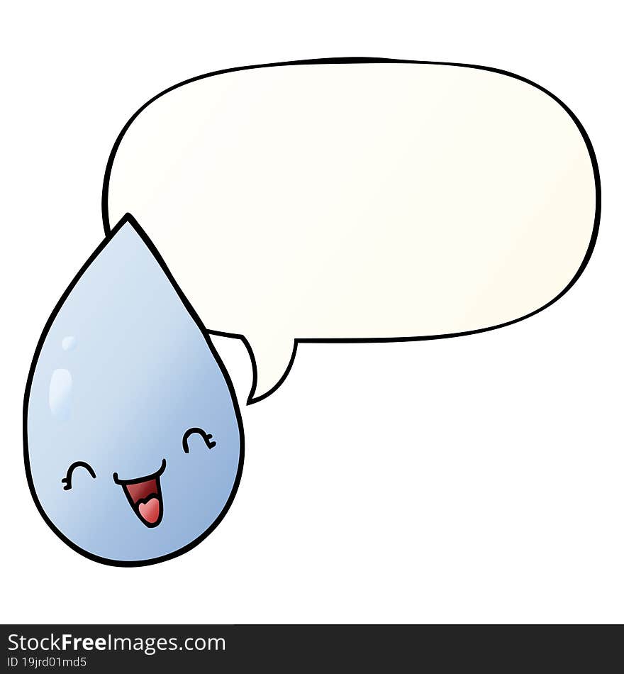 cartoon raindrop and speech bubble in smooth gradient style