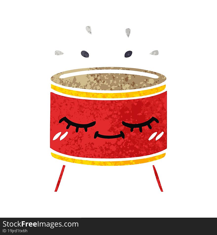 retro illustration style cartoon drum