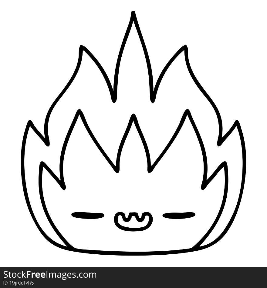 line doodle of a cute flame demon. line doodle of a cute flame demon