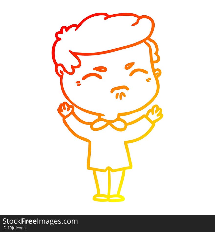 warm gradient line drawing cartoon annoyed man