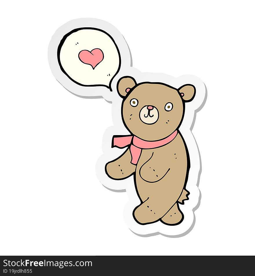 sticker of a cartoon bear in love