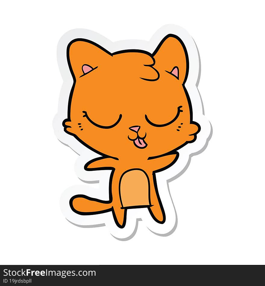 Sticker Of A Cute Cartoon Cat