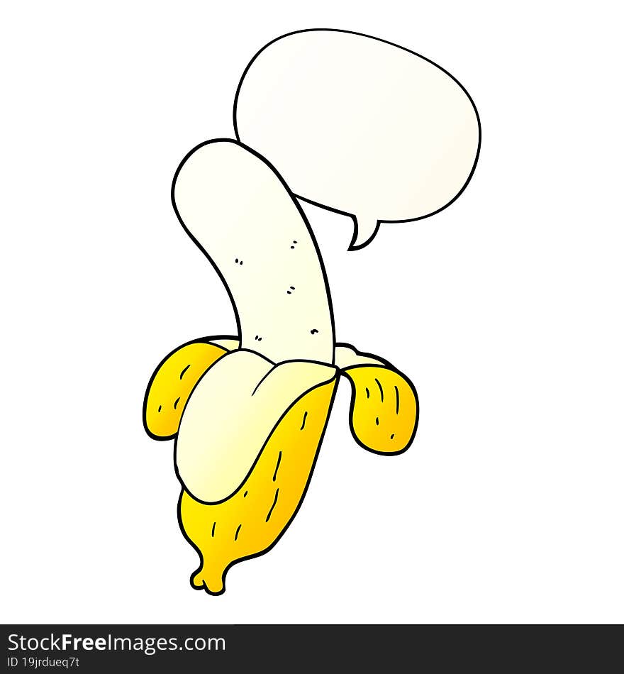 Cartoon Banana And Speech Bubble In Smooth Gradient Style