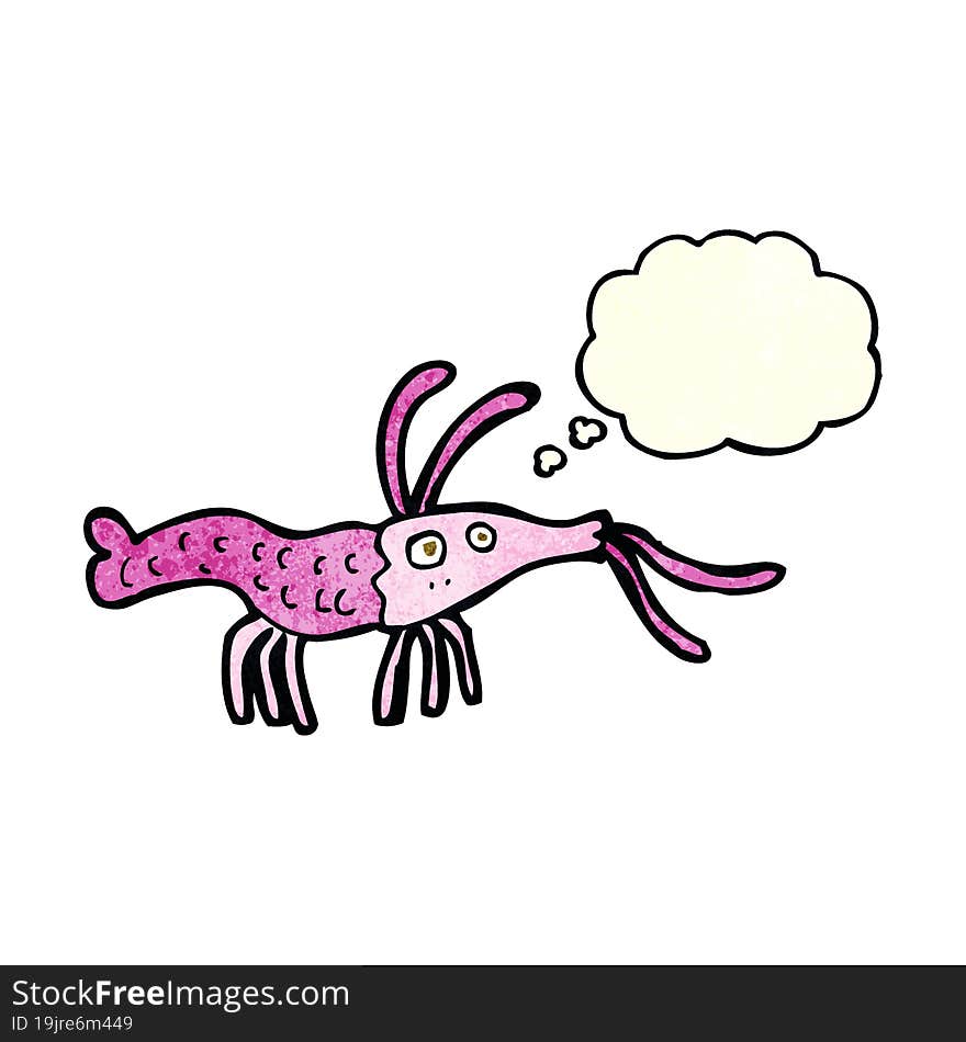 Cartoon Shrimp With Thought Bubble