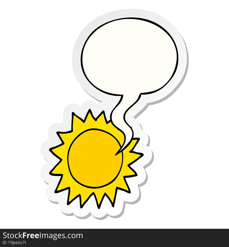 Cartoon Sun And Speech Bubble Sticker