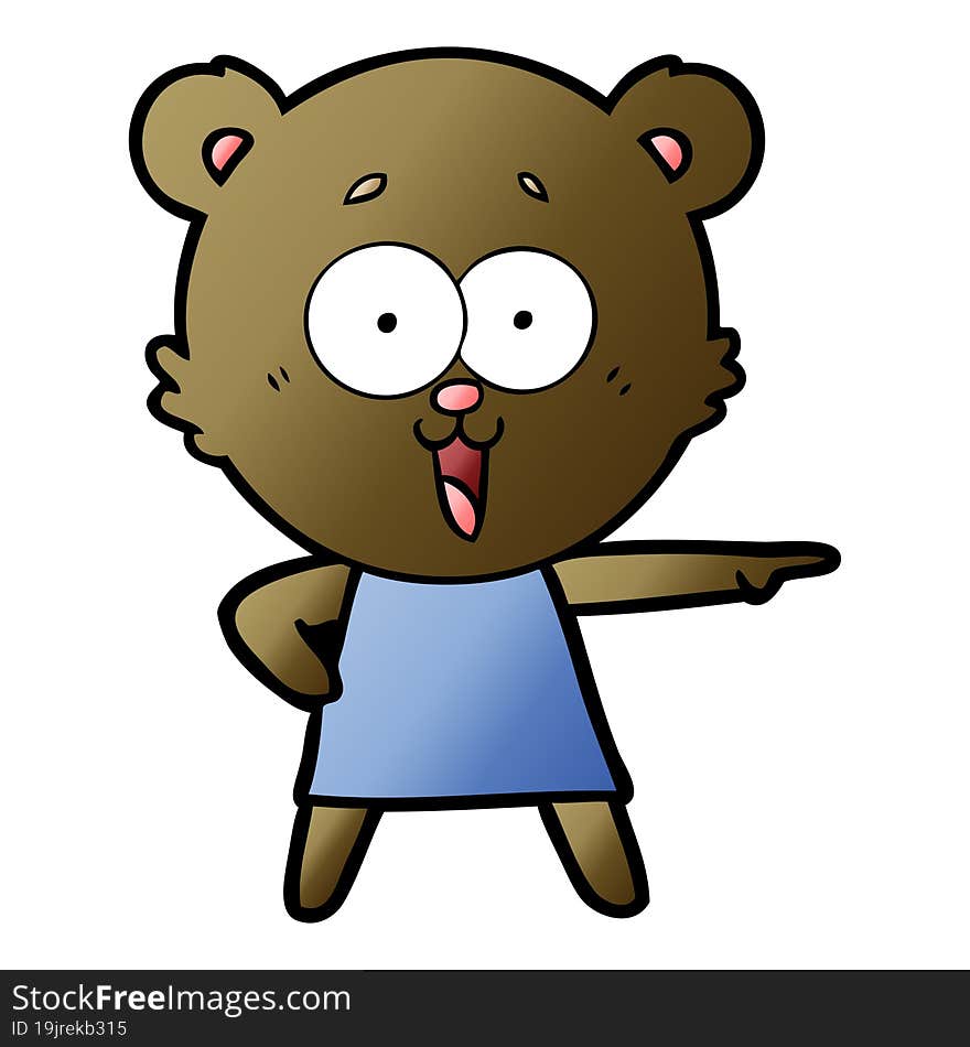 laughing pointing teddy bear cartoon. laughing pointing teddy bear cartoon