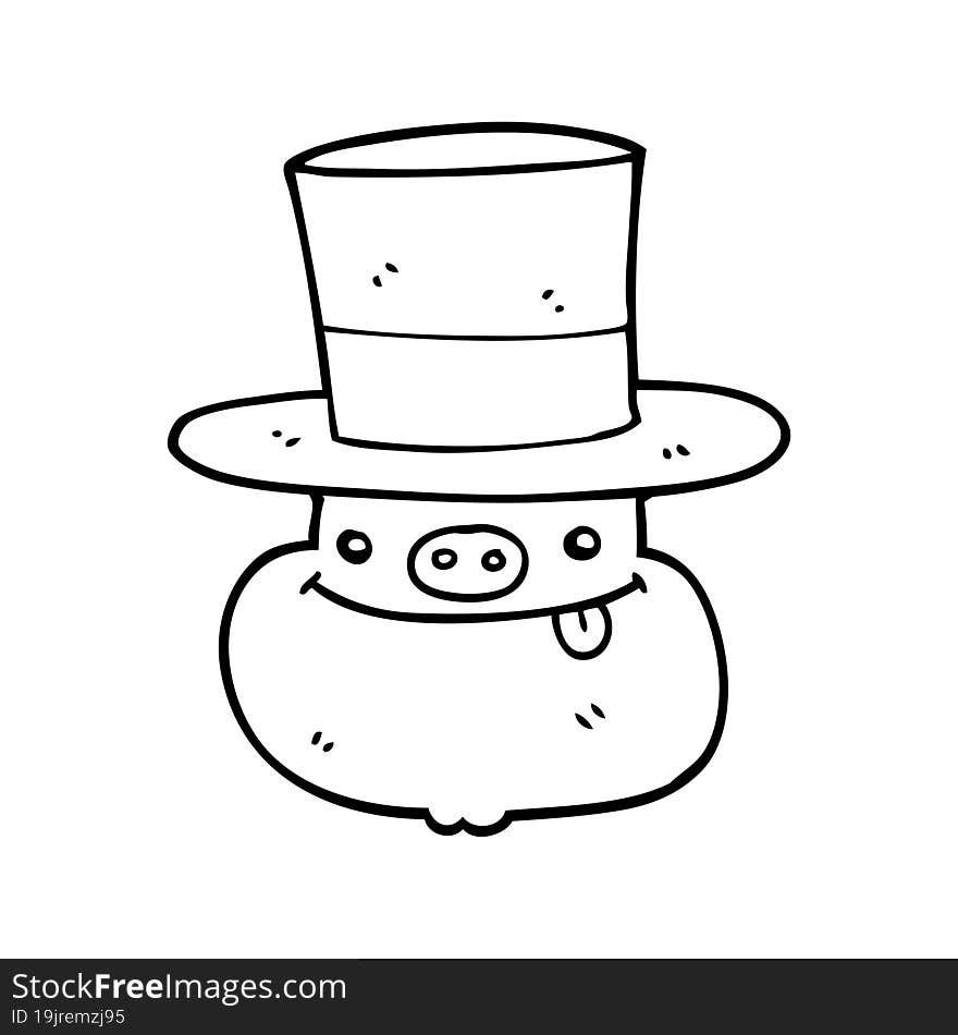 cartoon pig wearing top hat