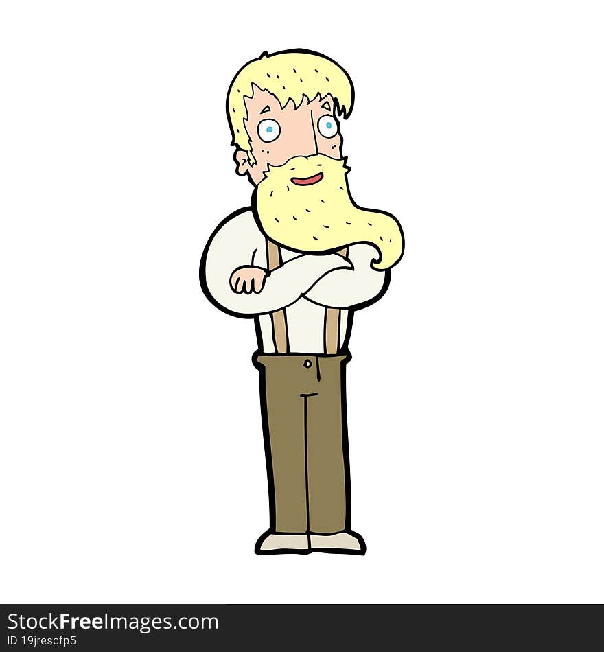 cartoon bearded hipster man