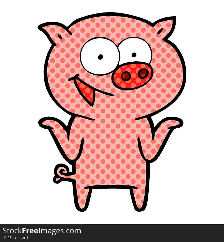 cartoon pig with no worries. cartoon pig with no worries