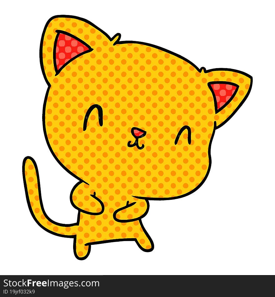 cartoon illustration of cute kawaii cat. cartoon illustration of cute kawaii cat