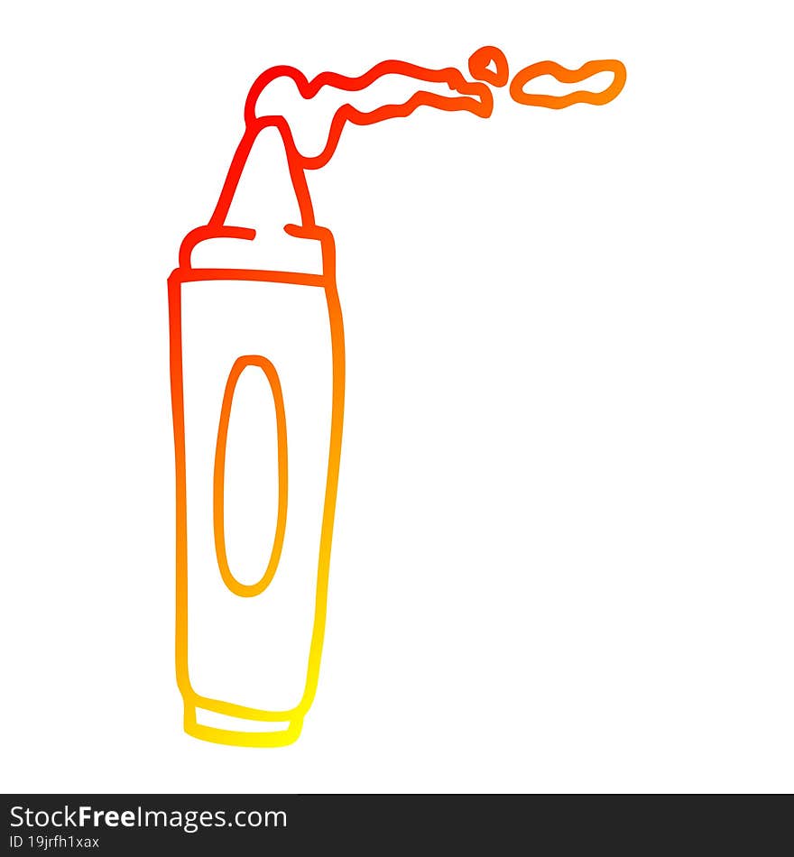 warm gradient line drawing of a cartoon coloring crayon