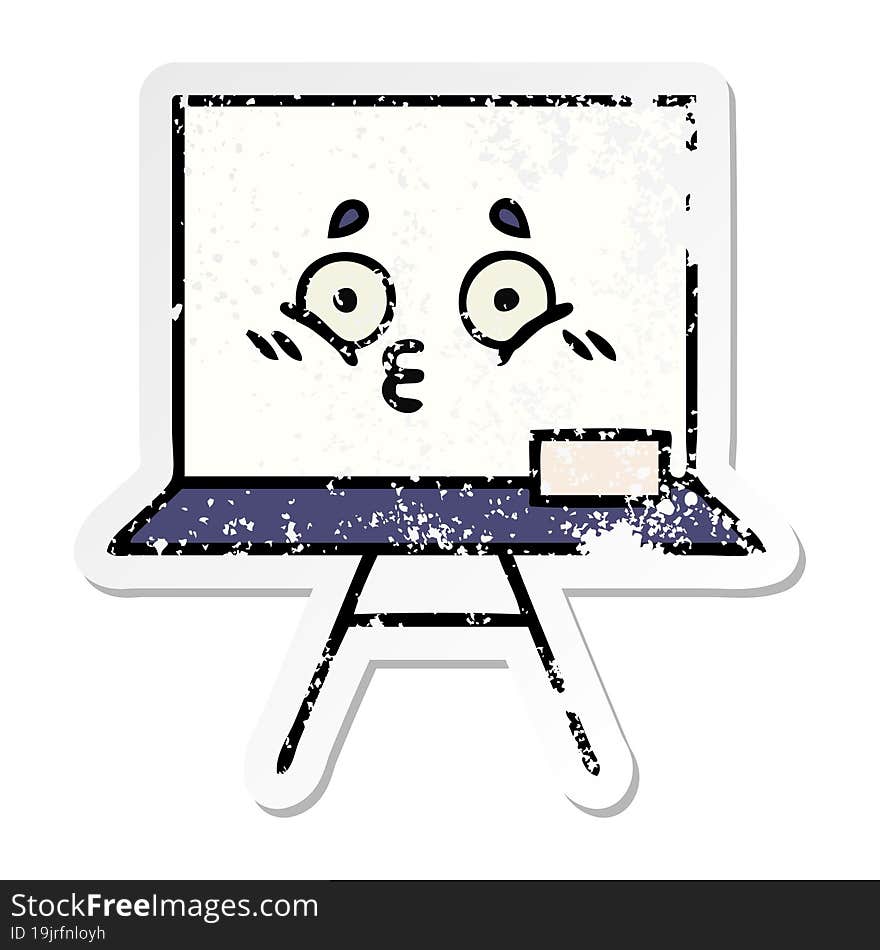 distressed sticker of a cute cartoon white board