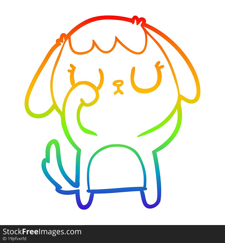 rainbow gradient line drawing of a cute cartoon dog