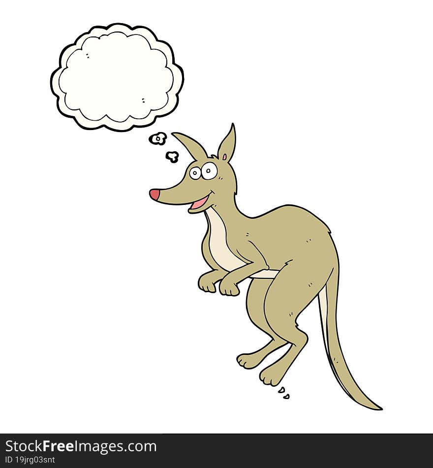 freehand drawn thought bubble cartoon kangaroo