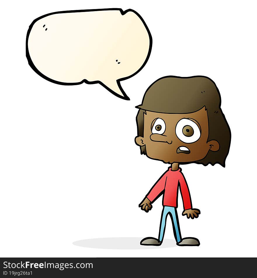 Cartoon Worried Boy With Speech Bubble