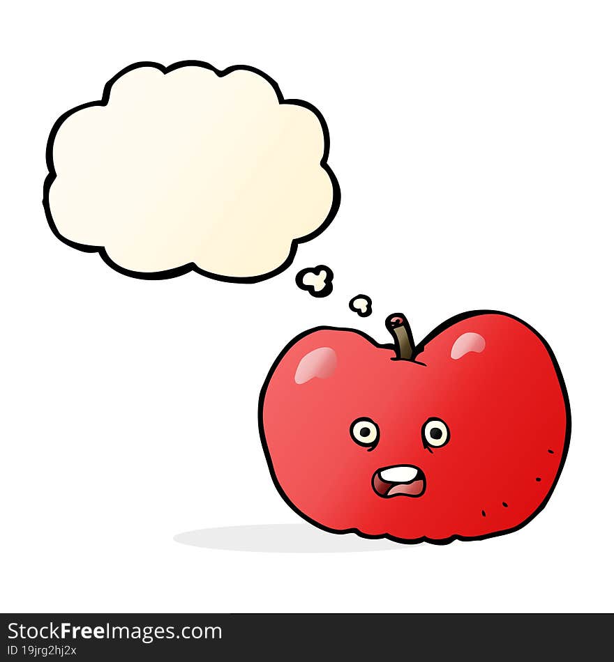 cartoon apple with thought bubble