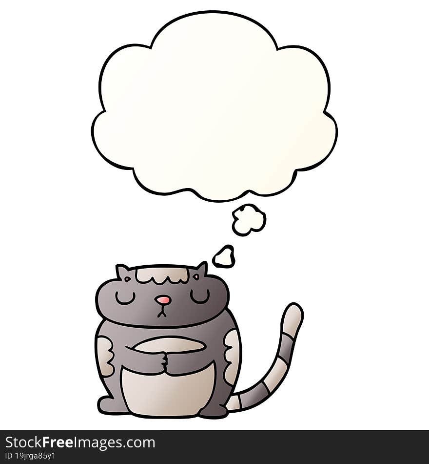 Cute Cartoon Cat And Thought Bubble In Smooth Gradient Style