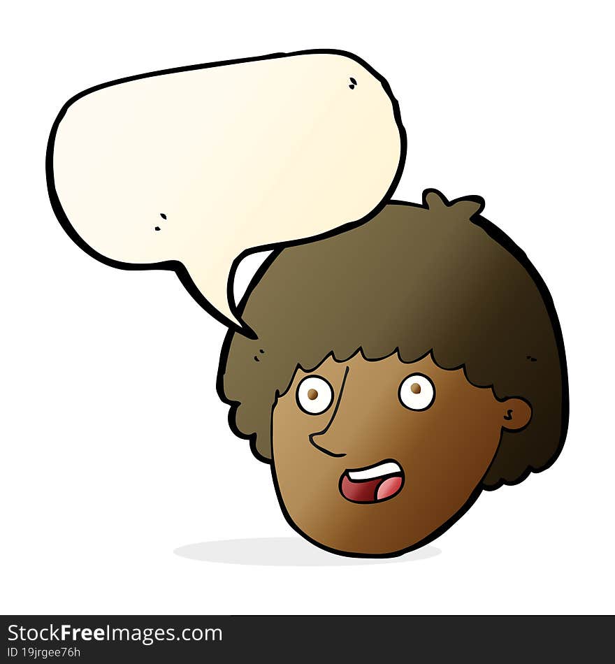 Cartoon Happy Male Face With Speech Bubble