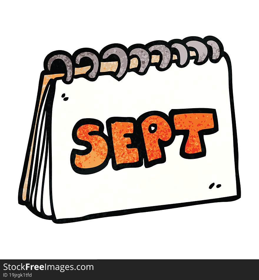 cartoon doodle calendar showing month of september