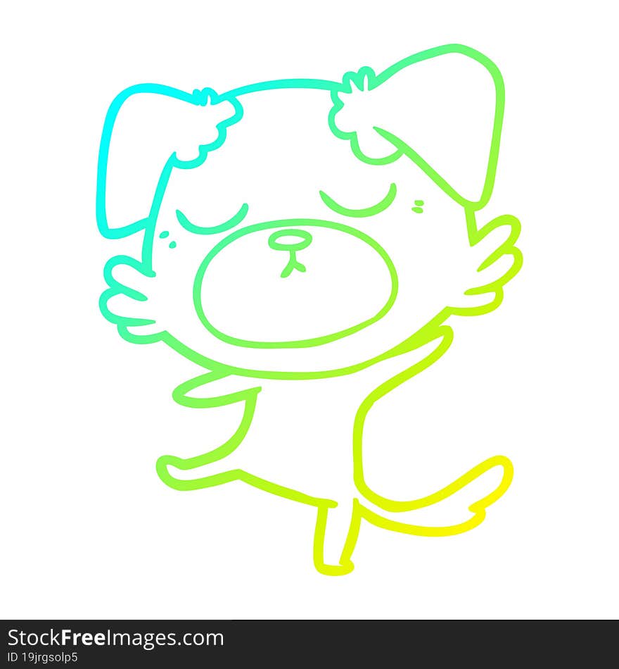 cold gradient line drawing of a cute cartoon dog