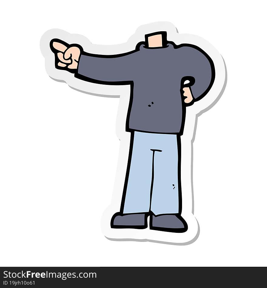 sticker of a cartoon pointing body