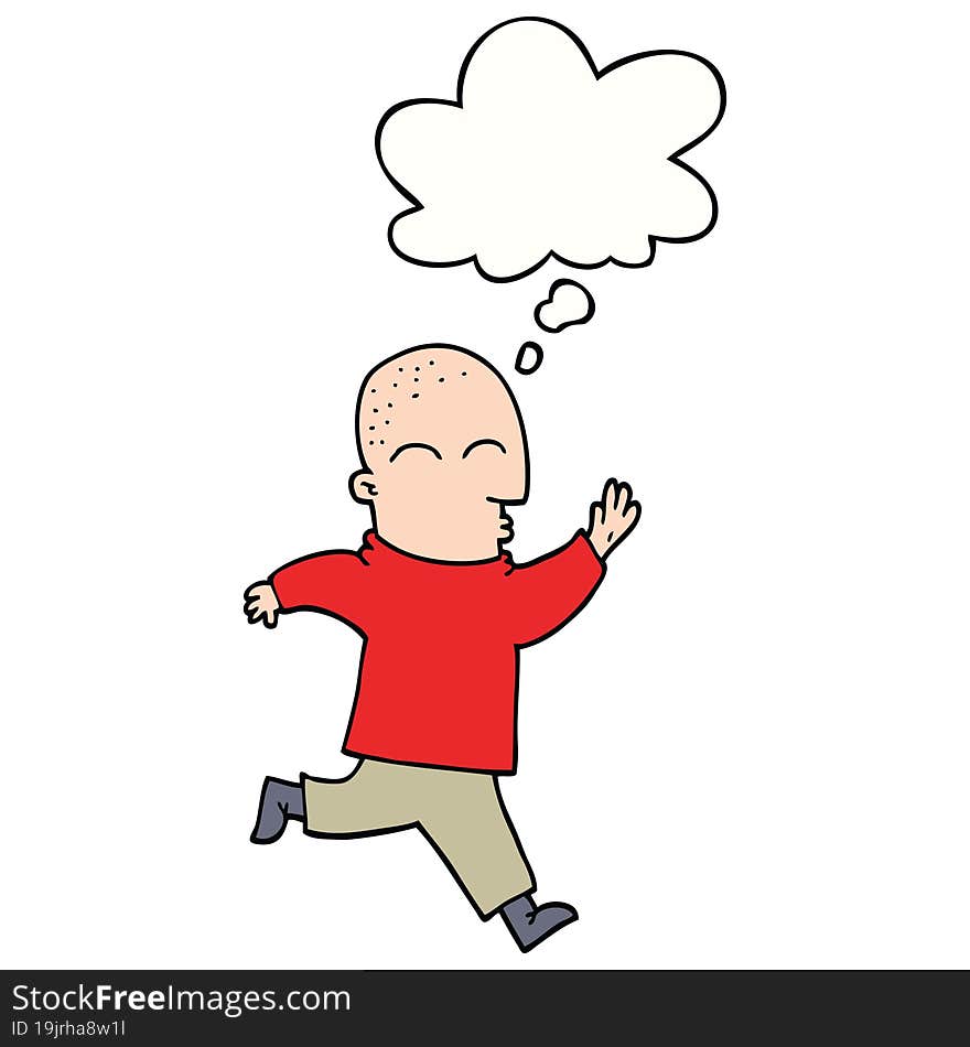 Cartoon Man Running And Thought Bubble