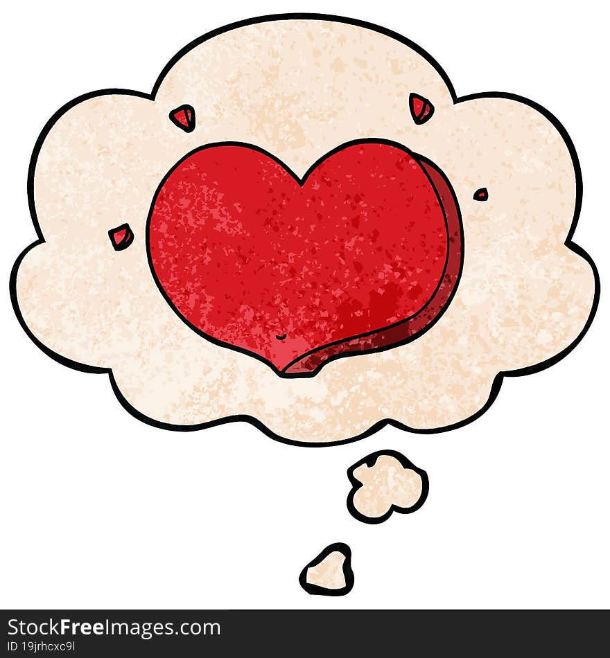 cartoon love heart with thought bubble in grunge texture style. cartoon love heart with thought bubble in grunge texture style