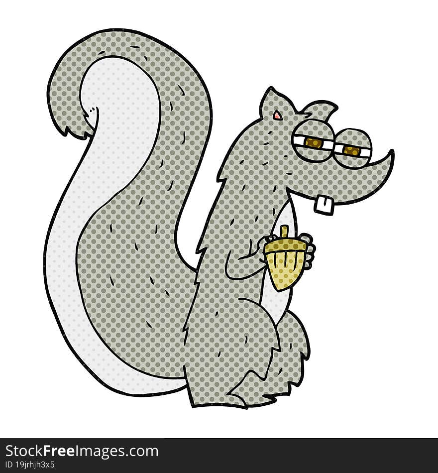 freehand drawn cartoon squirrel with nut