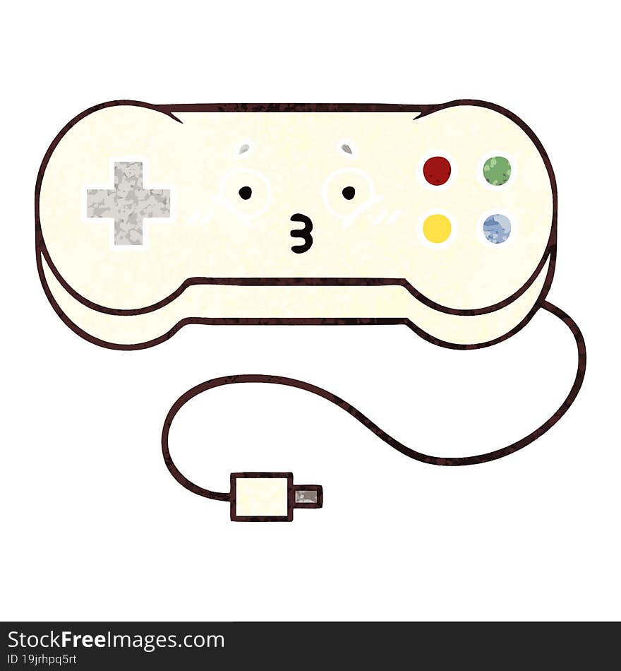 Retro Illustration Style Cartoon Game Controller